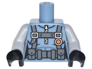 Torso Female Outline Scuba Suit with Utility Belt with 2 Pouches Pattern / Light Bluish Gray Arms / Black Hands