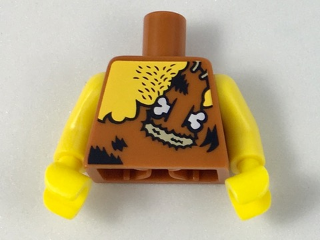 Torso Male with Chest Hair and Animal Print Top with Bone and 2 Stitches Pattern / Yellow Arms / Yellow Hands