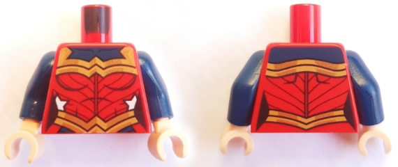 Torso Female Outline and Gold Trim and Belt and Dark Blue Collar Pattern (Wonder Woman) / Dark Blue Arms / Light Nougat Hands