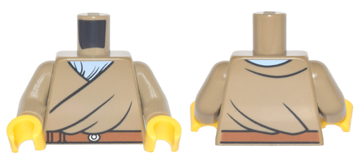 Torso Robe with Dark Orange Belt over Bright Light Blue Shirt Pattern / Dark Tan Arms / Yellow Hands