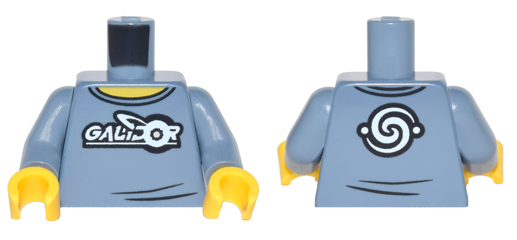 Torso Shirt with White 'GALIDOR' Logo and Swirl Emblem on Back Pattern / Sand Blue Arms / Yellow Hands