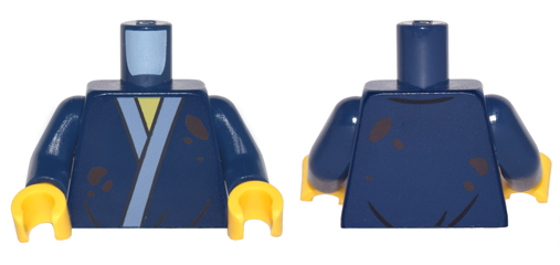 Torso Robe with Sand Blue Trim and Mud Splotches Pattern / Dark Blue Arms / Yellow Hands