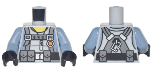 Torso Scuba Suit with Utility Belt with 3 Pouches Front, 2 Pouches Back Pattern / Sand Blue Arms / Black Hands