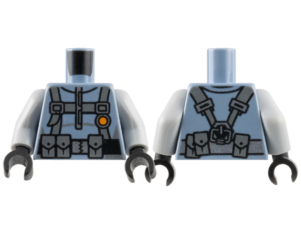 Torso Scuba Suit with Utility Belt with 3 Pouches Front, 3 Pouches Back Pattern / Light Bluish Gray Arms / Black Hands