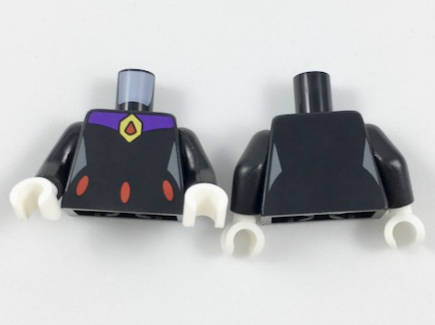 Torso Female Outline with Red Ovals at Waist and Red and Yellow Amulet Pattern / Black Arms / White Hands