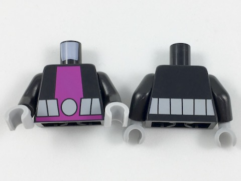 Torso Purple Vertical Stripe and Light Bluish Gray Belt Pattern / Black Arms / Light Bluish Gray Hands