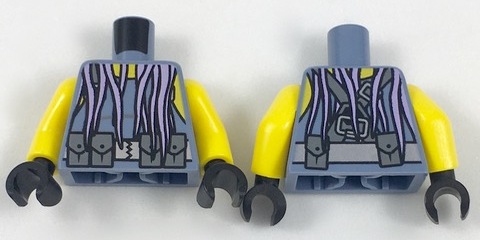 Torso Scuba Vest with Utility Belt with Pouches and Lavender Tentacles Pattern / Yellow Arms / Black Hands