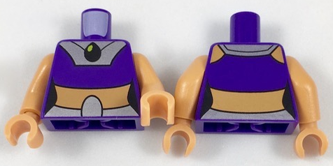 Torso Female Top with Silver Yoke and Belt, Black Pendant, Nougat Midriff Pattern / Nougat Arms / Nougat Hands