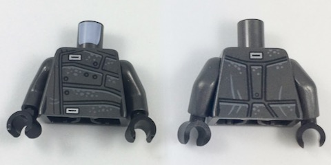 Torso Jacket with Silver Clasps, Black Panel Lines, and Light Gray Splotches Pattern / Pearl Dark Gray Arms / Black Hands