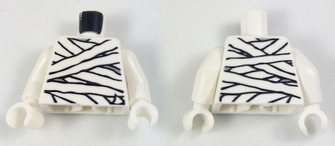 Torso Mummy Wrappings NON-Glow In Dark Pattern / White Arms / White Hands