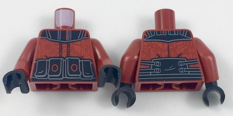 Torso Alien Armor with Black Shoulders and Belt and Red Circuitry Pattern / Dark Red Arms / Black Hands