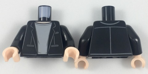 Torso Jacket over Light Bluish Gray T-Shirt with Light Nougat Neck Pattern / Black Arms / Light Nougat Hands