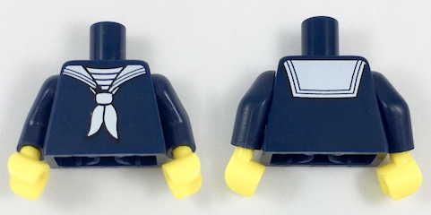 Torso Sailor Uniform with White Neckerchief Pattern / Dark Blue Arms / Yellow Hands