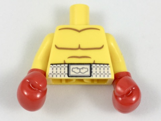 Torso Bare Chest with Body Lines and White Boxing Belt Pattern / Yellow Arms / Red Boxing Gloves