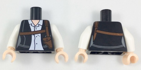 Torso Female Jacket with White Button Up Shirt and Dark Brown Shoulder Holster Pattern / White Arms / Light Nougat Hands