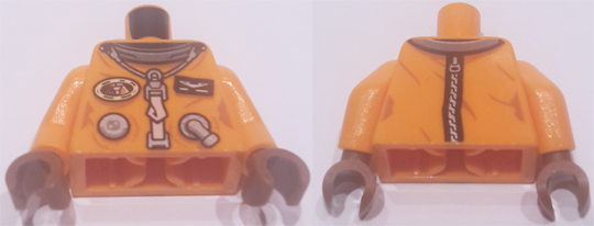 Torso Female Astronaut Spacesuit Pattern (Mae Jemison) / Orange Arms / Reddish Brown Hands