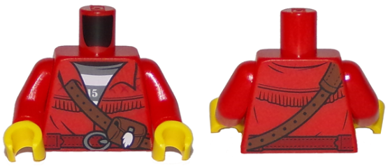 Torso Town Prisoner Shirt Under Fringed Jacket with Leather Pouch Pattern / Red Arms / Yellow Hands