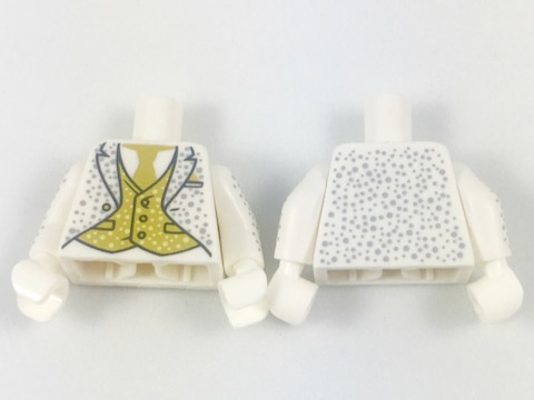 Torso Tuxedo with Gold Tie and Vest, Silver Speckles Pattern / White Arms with Silver Speckles Pattern / White Hands