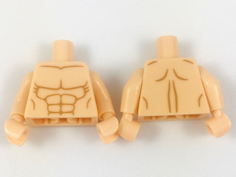 Torso Bare Chest with Muscles Outline Pattern / Light Nougat Arms / Light Nougat Hands