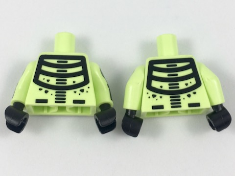 Torso Black Minifigure Skeleton Pattern / Yellowish Green Arms with Black Minifigure Skeleton Pattern / Black Hands