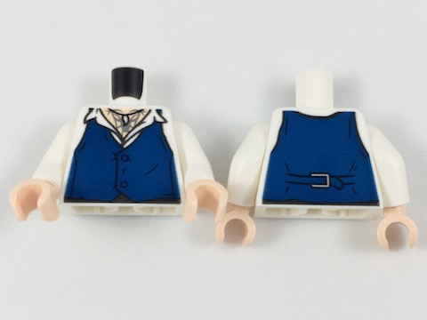 Torso Shirt with Dark Blue Vest, Claw Necklace on Light Nougat Neck Pattern / White Arms / Light Nougat Hands