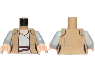 Torso SW Female Outline, LBG Undershirt, Dark Tan Jacket and Dark Brown Two Belts Pattern (Rey) / Light Bluish Gray Arms / Light Nougat Hands