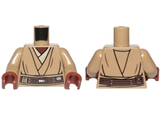 Torso SW Layered Shirt, Dark Brown Belt Pattern (Mace Windu) / Dark Tan Arms / Reddish Brown Hands