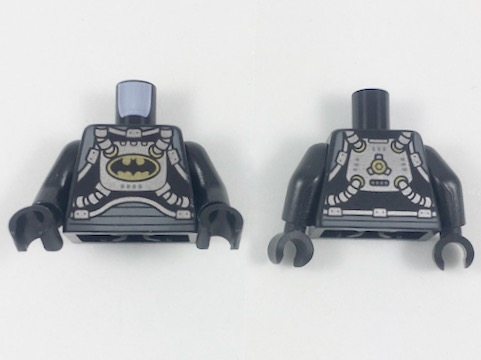 Torso Spacesuit with Silver Gear, Bat in Gold Oval Pattern / Black Arms / Black Hands