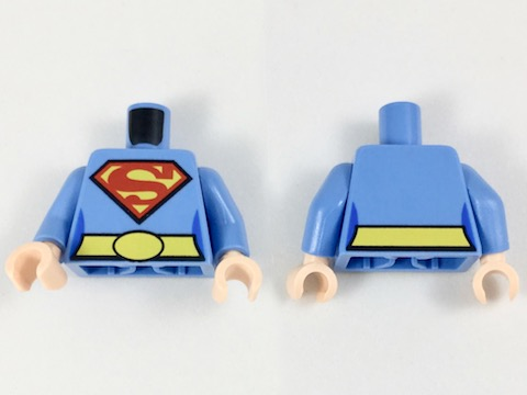 Torso Shirt with Female Outline, Belt with Oval Buckle and Red and Yellow Superman 'S' Logo Pattern / Medium Blue Arms / Light Nougat Hands