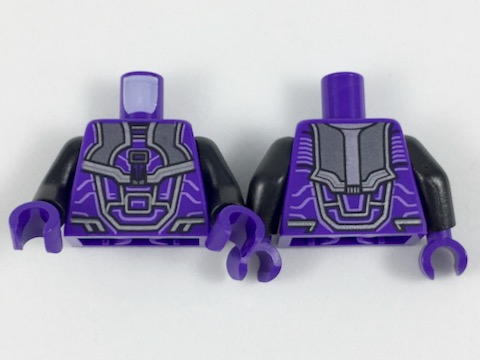 Torso Armor with Black, Silver, and Lavender Details Pattern / Black Arms / Dark Purple Hands