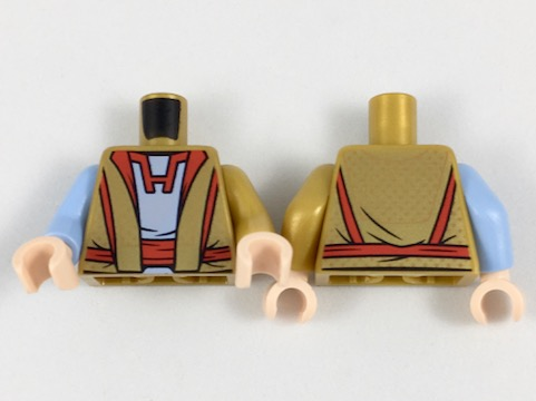 Torso Robe over Bright Light Blue Shirt, Red Belt and Trim Pattern / Pearl Gold Arm Left / Bright Light Blue Arm Right / Light Nougat Hands