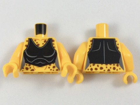 Torso Female Reddish Brown Cheetah Spots and Black Crop Top Pattern / Bright Light Orange Arms / Bright Light Orange Hands