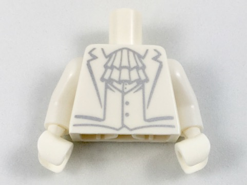 Torso Tuxedo with Vest and Neck Ruffle with Silver Outline Pattern / White Arms / White Hands