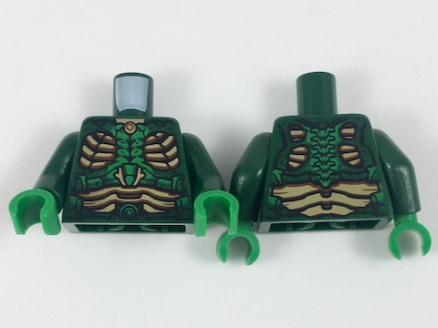 Torso Parademon Armor with Green Highlights and Tan Scale Panels Pattern / Dark Green Arms / Green Hands