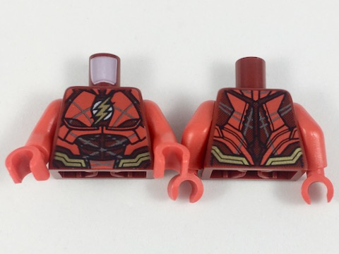 Torso Armor with Red Panels, Gold Belt and Lightning Logo Pattern / Red Arms / Red Hands