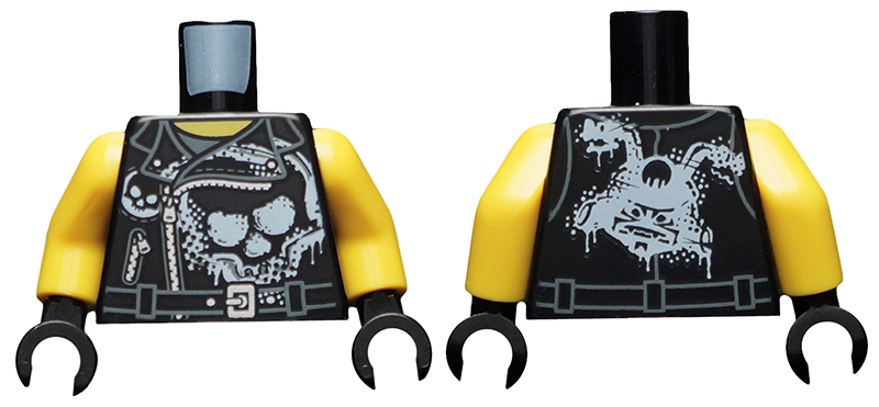 Torso Biker Vest with Skull Graffiti on Front, Sons of Garmadon Logo Graffiti on Back Pattern / Yellow Arms / Black Hands