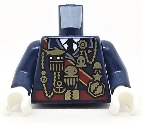 Torso Military Uniform with Medals and Dark Red Sash Pattern / Dark Blue Arms  / White Hands