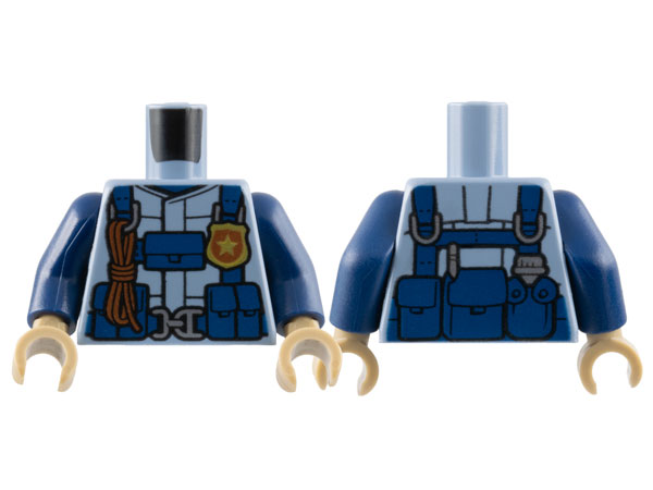 Torso Helicopter Pilot, Jacket with Harness and Police Star Badge Pattern / Dark Blue Arms / Dark Tan Hands