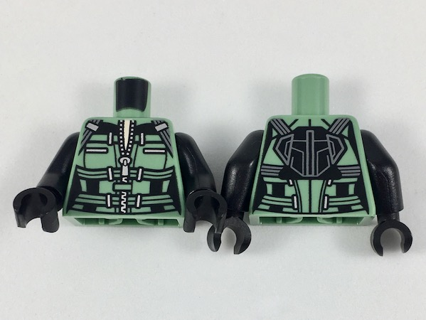 Torso Female Armor with Straps and Metallic Silver Zipper Pattern / Black Arms / Black Hands