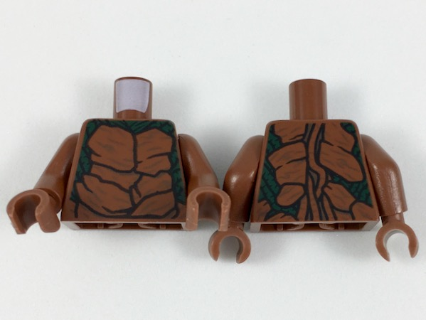 Torso Reddish Brown Bark Plates and Dark Green Underneath Pattern / Reddish Brown Arms / Reddish Brown Hands