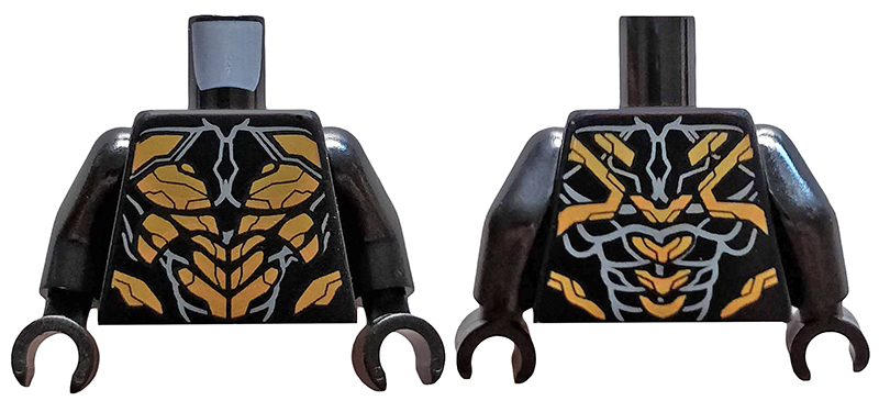 Torso Armor with Gold Scales and Dark Bluish Gray Lines with Long End Lines and Tips at Neck Pattern / Black Arms / Black Hands