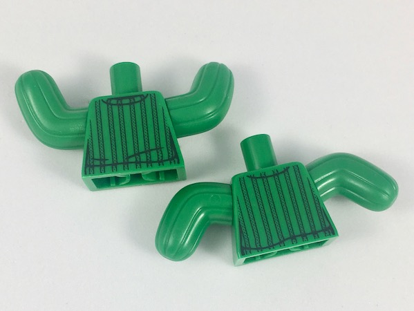 Torso with Black Hems and Vertical Stripes Pattern / Green Cactus Arms