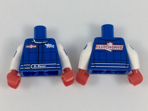 Torso Racing Jacket with 'RR' and 'CLUTCH DRIVE' Logos Pattern / White Arms with Red Stripe and 'GRAND BRIX' Pattern / Red Hands