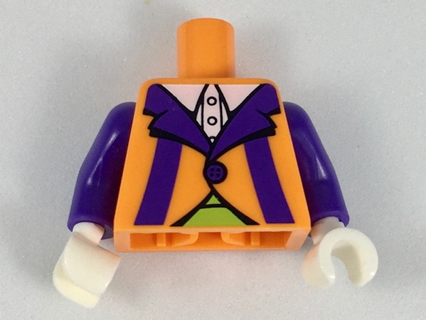 Torso Jacket with White Collar, Dark Purple Lapels and Stripes, Lime Cummerbund Pattern / Dark Purple Arms / White Hands