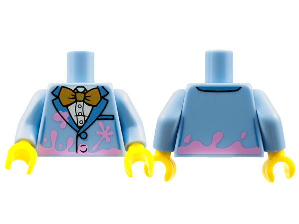 Torso Jacket with Gold Bow Tie and Bright Pink Splotches Pattern / Bright Light Blue Arms / Yellow Hands