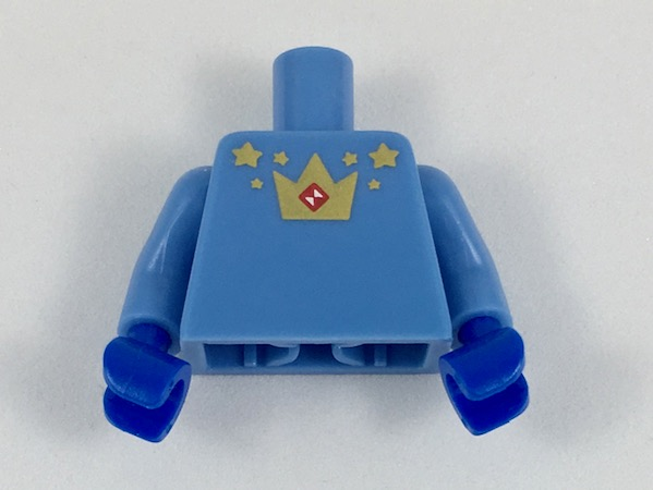 Torso with Gold Stars and Crown with Red Diamond Jewel Pattern / Medium Blue Arms / Blue Hands