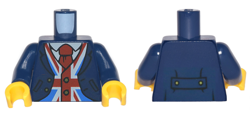 Torso Jacket over Vest with United Kingdom Flag (Union Jack) and Red Tie Pattern / Dark Blue Arms / Yellow Hands