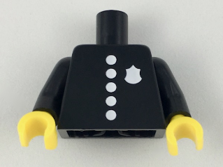 Torso Police with Classic Badge and 5 Buttons Pattern / Black Arms / Yellow Hands