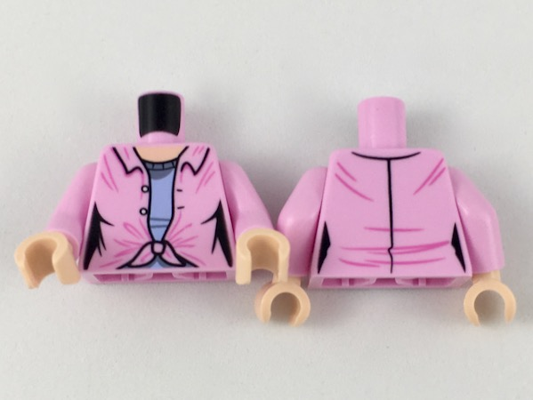 Torso Female Open Shirt with Lavender Undershirt Pattern / Bright Pink Arms / Light Nougat Hands