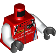 Torso Speed Champions with 'Sabelt' Logo on Shoulders and 'SCUDERIA CORSA' Logo on Front and Back Pattern / White Arms / Black Hands